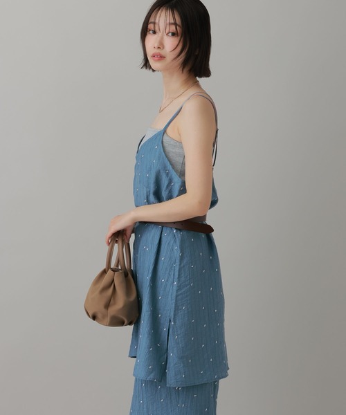 LAKOLE(ラコレ)の「<接触冷感>ドット刺繍ミニキャミワンピース / 849469(ワンピース・レディース・ブルー/アイボリー/ブラック・FREE)」の9枚目の写真
