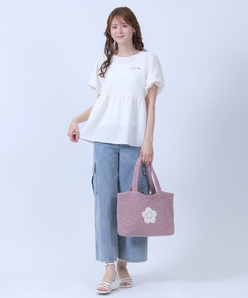 MARY QUANT(マリークワント)の「クロッシェラフィアライク トート(トートバッグ・レディース・ライトグリーン/ピンク/アイボリー・FREE)」の4枚目の写真