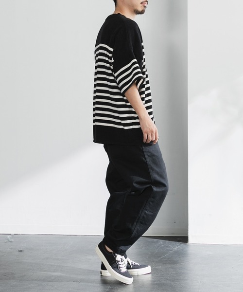 nestwell(ネストウェル)の「PEAR BD / ボーダートップス MENS(カーディガン/ボレロ・メンズ・ブラック/アイボリー・L/M)」の4枚目の写真