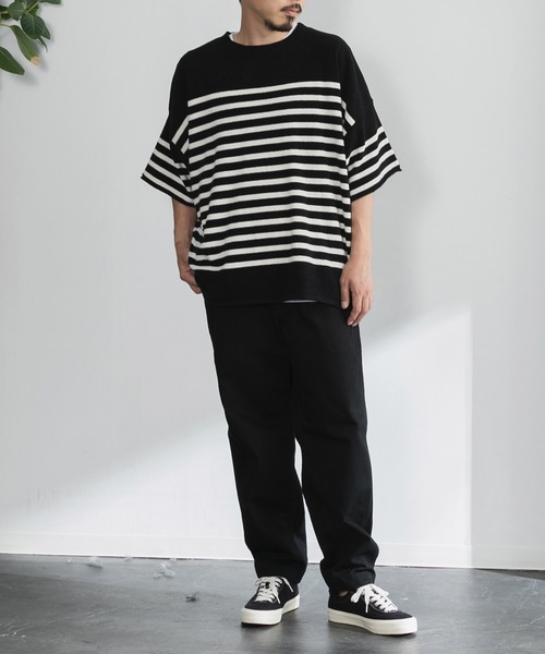 nestwell(ネストウェル)の「PEAR BD / ボーダートップス MENS(カーディガン/ボレロ・メンズ・ブラック/アイボリー・L/M)」の3枚目の写真