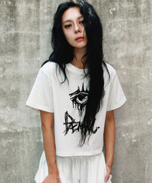 eerie logo text crop short sleeve tee White