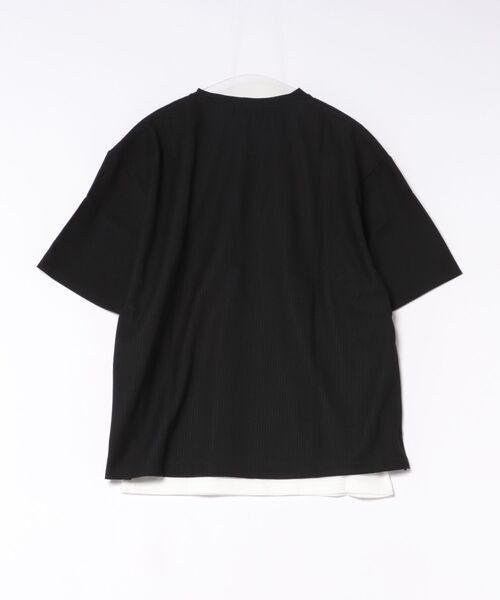 HAUS(ハウス)の「【HAUS】地柄ストライプアンサンブルTシャツ YON-802(Tシャツ/カットソー・メンズ・ブラック/チャコールグレー・L/M)」の3枚目の写真