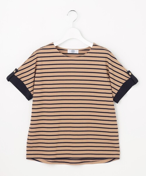 J.PRESS(ジェイプレス)の「【一枚で着映え】バイカラーボーダー クルーネック カットソー(Tシャツ/カットソー・レディース・ブルー系1/黄土色系2/ネイビー系1/カーキ系1・LARGE/MEDIUM)」の12枚目の写真