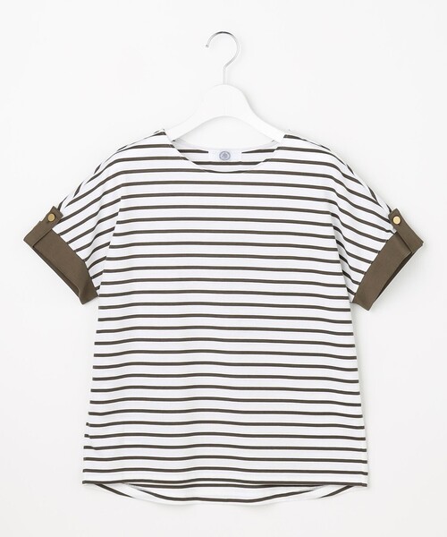 J.PRESS(ジェイプレス)の「【一枚で着映え】バイカラーボーダー クルーネック カットソー(Tシャツ/カットソー・レディース・ブルー系1/黄土色系2/ネイビー系1/カーキ系1・LARGE/MEDIUM)」の15枚目の写真
