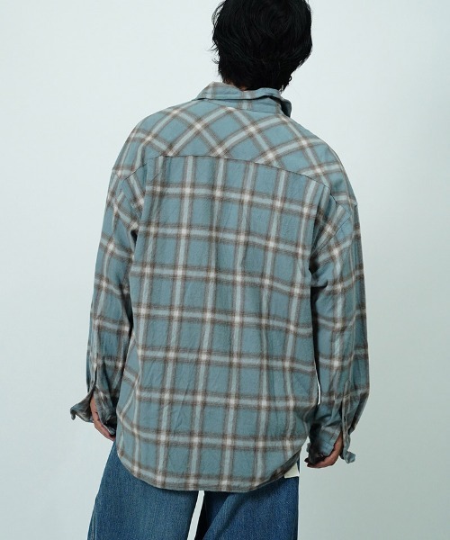 EGO TRIPPING（エゴトリッピング）の「ms6586-HAZE FLANNEL SHIRTS フランネルシャツ(616750)（シャツ/ブラウス・メンズ・チャコール/サックスブルー/ピンク・46/48）」の3枚目の写真
