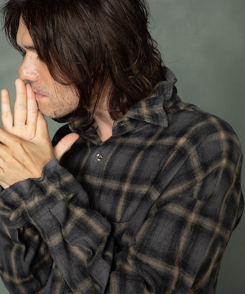 EGO TRIPPING（エゴトリッピング）の「ms6586-HAZE FLANNEL SHIRTS フランネルシャツ(616750)（シャツ/ブラウス・メンズ・チャコール/サックスブルー/ピンク・46/48）」の2枚目の写真
