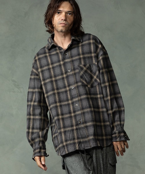 EGO TRIPPING（エゴトリッピング）の「ms6586-HAZE FLANNEL SHIRTS フランネルシャツ(616750)（シャツ/ブラウス・メンズ・チャコール/サックスブルー/ピンク・46/48）」の20枚目の写真