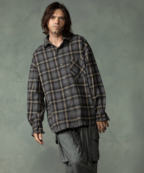 EGO TRIPPING（エゴトリッピング）の「ms6586-HAZE FLANNEL SHIRTS フランネルシャツ(616750)（シャツ/ブラウス・メンズ・チャコール/サックスブルー/ピンク・46/48）」の22枚目の写真