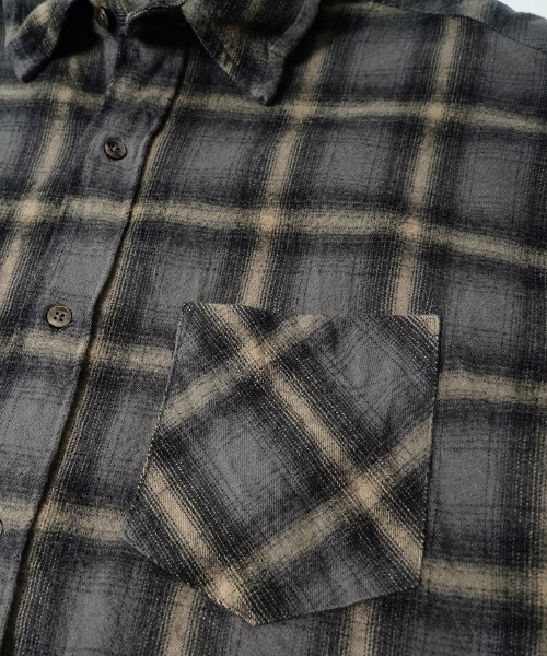 EGO TRIPPING（エゴトリッピング）の「ms6586-HAZE FLANNEL SHIRTS フランネルシャツ(616750)（シャツ/ブラウス・メンズ・チャコール/サックスブルー/ピンク・46/48）」の4枚目の写真