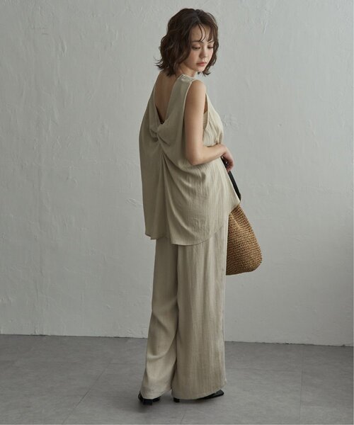 notch.(ノッチ)の「【セットアップ対応】麻混イージーパンツ(スラックス・レディース・ベージュ/ネイビー・M)」の10枚目の写真