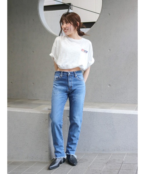 Ungrid(アングリッド)の「ハイウエストフレイドヘムストスリ(デニムパンツ・レディース・インディゴブルー/ブルー・26inch/25inch/24inch)」の21枚目の写真