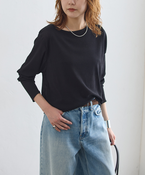 journal standard L'essage(ジャーナルスタンダードレサージュ)の「ドライリブロングスリーブプルオーバー(Tシャツ/カットソー・レディース・ブラック/ホワイト・FREE)」の7枚目の写真