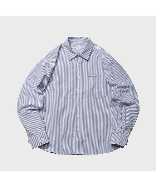 TY(ティワイ)の「オールデイストライプシャツ - クロップ, 2COLOR(シャツ/ブラウス・レディース・ネイビー/グレー・MEDIUM/LARGE/X-LARGE)」の2枚目の写真