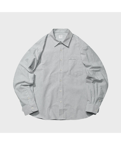 TY(ティワイ)の「オールデイストライプシャツ - クロップ, 2COLOR(シャツ/ブラウス・レディース・ネイビー/グレー・MEDIUM/LARGE/X-LARGE)」の1枚目の写真