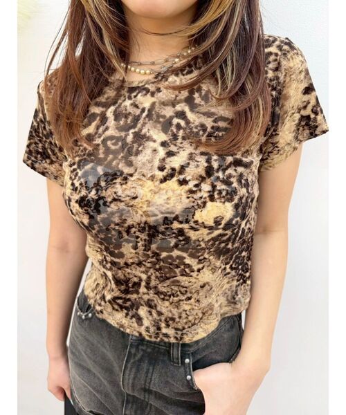 EVRIS(エヴリス)の「シアーベロアアニマルトップス(Tシャツ/カットソー・レディース・ブラック/ブラウン・FREE)」の17枚目の写真