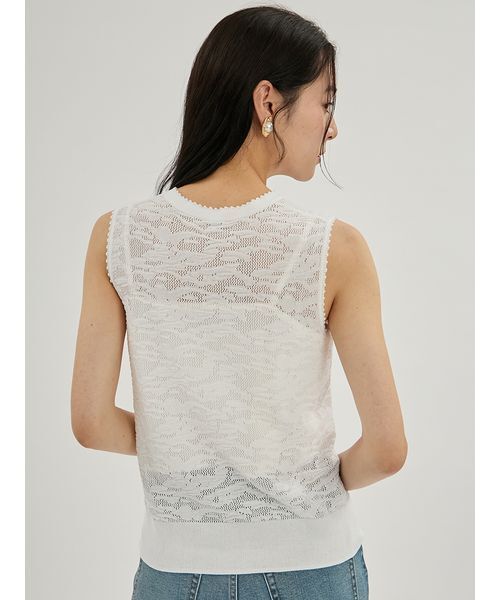 Mila Owen（ミラオーウェン）の「レースアンサンブルノースリニットプルオーバー（Tシャツ/カットソー・レディース・ブラック/ベージュ/ホワイト・F）」の8枚目の写真