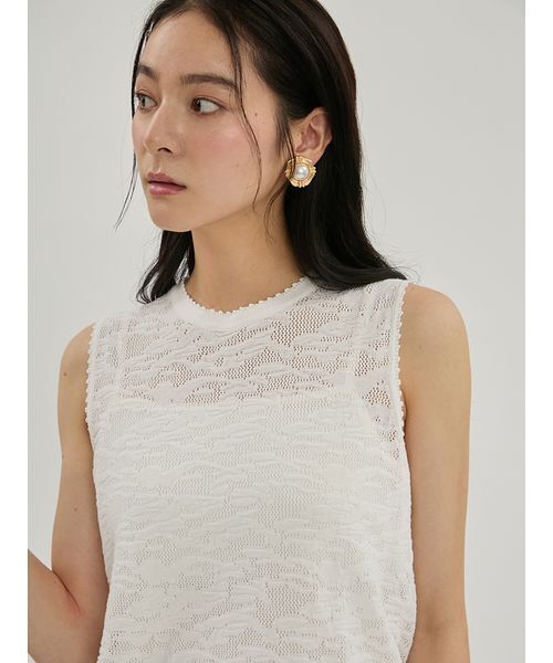 Mila Owen（ミラオーウェン）の「レースアンサンブルノースリニットプルオーバー（Tシャツ/カットソー・レディース・ブラック/ベージュ/ホワイト・F）」の13枚目の写真