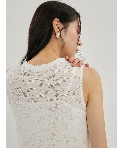 Mila Owen（ミラオーウェン）の「レースアンサンブルノースリニットプルオーバー（Tシャツ/カットソー・レディース・ブラック/ベージュ/ホワイト・F）」の15枚目の写真