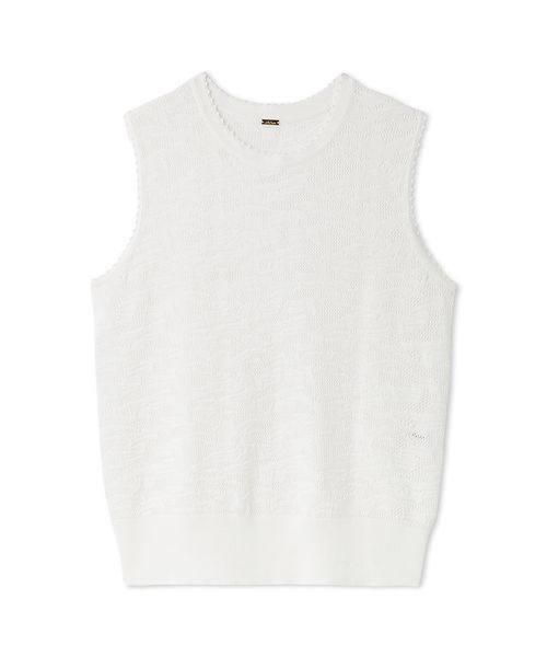 Mila Owen（ミラオーウェン）の「レースアンサンブルノースリニットプルオーバー（Tシャツ/カットソー・レディース・ブラック/ベージュ/ホワイト・F）」の12枚目の写真