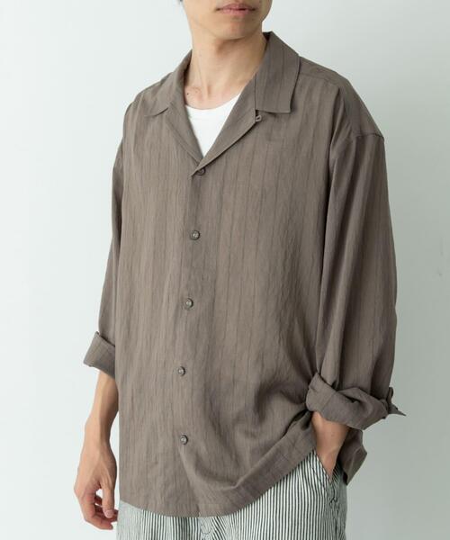 URBAN RESEARCH Sonny Label(アーバンリサーチサニーレーベル)の「レーヨン混ストライプオープンカラーシャツ(シャツ/ブラウス・メンズ・ブルー/グレー/ブラウン系その他・MEDIUM/LARGE)」の1枚目の写真