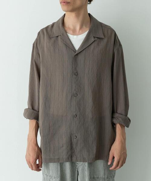 URBAN RESEARCH Sonny Label(アーバンリサーチサニーレーベル)の「レーヨン混ストライプオープンカラーシャツ(シャツ/ブラウス・メンズ・ブルー/グレー/ブラウン系その他・MEDIUM/LARGE)」の6枚目の写真