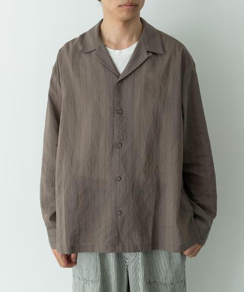 URBAN RESEARCH Sonny Label(アーバンリサーチサニーレーベル)の「レーヨン混ストライプオープンカラーシャツ(シャツ/ブラウス・メンズ・ブルー/グレー/ブラウン系その他・MEDIUM/LARGE)」の13枚目の写真
