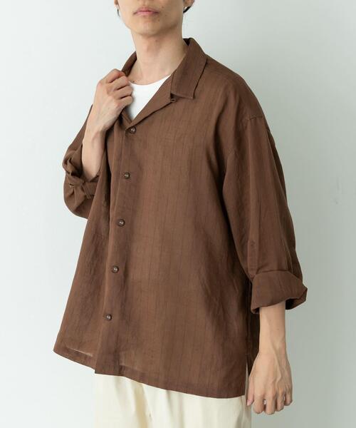 URBAN RESEARCH Sonny Label(アーバンリサーチサニーレーベル)の「レーヨン混ストライプオープンカラーシャツ(シャツ/ブラウス・メンズ・ブルー/グレー/ブラウン系その他・MEDIUM/LARGE)」の18枚目の写真
