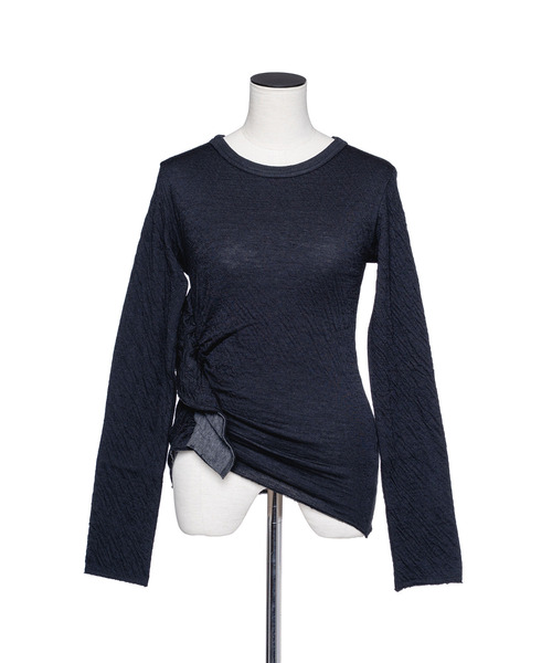 muller of yoshiokubo(ミュラーオブヨシオクボ)の「muller of yoshiokubo ミュラーオブヨシオクボ / CRINKLE JERSEY GATHER TOP クリンクルジャージーギャザートップス / MLF26105(Tシャツ/カットソー・レディース・ベージュ/ブラック/レッド・38/36)」の11枚目の写真