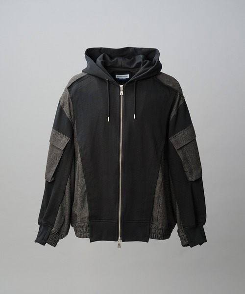 MAISON SPECIAL(メゾンスペシャル)の「《UNISEX》異素材ドッキングプライムオーバージップパーカー/Mixed Materials Docking Prime-Over Zip Hoodie【MAISON SPECIAL/メゾンスペシャル】(パーカー・メンズ・ブラック・2/1/0)」の8枚目の写真