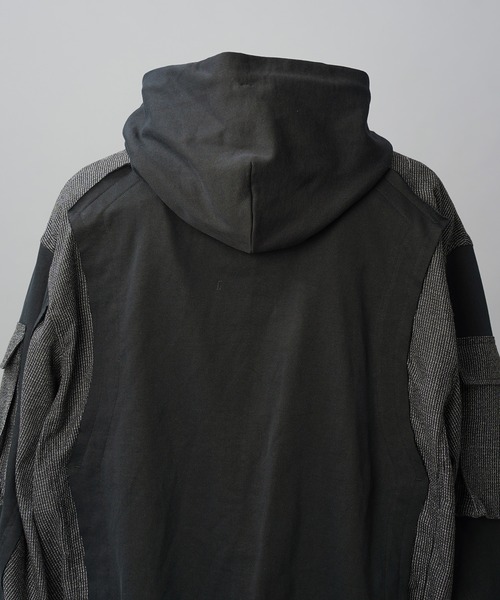 MAISON SPECIAL(メゾンスペシャル)の「《UNISEX》異素材ドッキングプライムオーバージップパーカー/Mixed Materials Docking Prime-Over Zip Hoodie【MAISON SPECIAL/メゾンスペシャル】(パーカー・メンズ・ブラック・2/1/0)」の17枚目の写真
