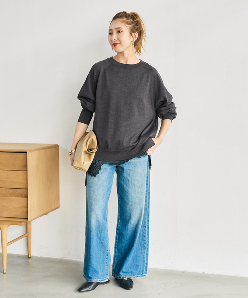 Spick & Span(スピックアンドスパン)の「《新色有り / 追加》ウォッシャブルラグランスリーブプルオーバー(ニット/セーター・レディース・レッド/チャコールグレー/その他2/アイボリー・FREE)」の5枚目の写真