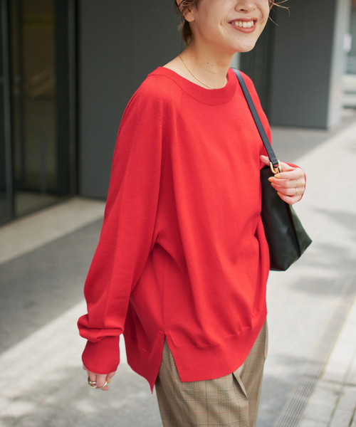 Spick & Span(スピックアンドスパン)の「《新色有り / 追加》ウォッシャブルラグランスリーブプルオーバー(ニット/セーター・レディース・レッド/チャコールグレー/その他2/アイボリー・FREE)」の20枚目の写真