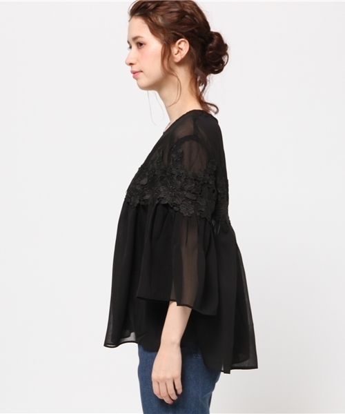 mystic（ミスティック）の「【mystic】レースギャザーブラウス（シャツ/ブラウス・レディース・オフホワイト/ベージュ/ブラック・1）」の5枚目の写真