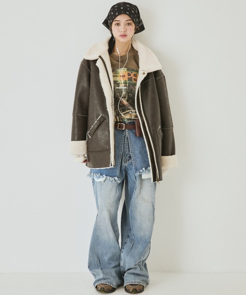 MIRROR STOKE(ミラーストーク)の「【ZOZO限定】MM OPEN LAYERED T-SHIRT/ミラーメモリーオープンレイヤードティーシャツ(Tシャツ/カットソー・レディース・グレー/モカ・MEDIUM)」の4枚目の写真
