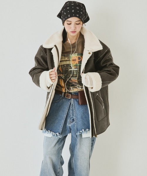 MIRROR STOKE(ミラーストーク)の「【ZOZO限定】MM OPEN LAYERED T-SHIRT/ミラーメモリーオープンレイヤードティーシャツ(Tシャツ/カットソー・レディース・グレー/モカ・MEDIUM)」の6枚目の写真