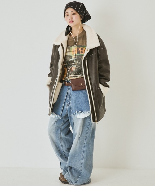 MIRROR STOKE(ミラーストーク)の「【ZOZO限定】MM OPEN LAYERED T-SHIRT/ミラーメモリーオープンレイヤードティーシャツ(Tシャツ/カットソー・レディース・グレー/モカ・MEDIUM)」の7枚目の写真