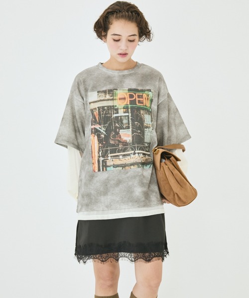 MIRROR STOKE(ミラーストーク)の「【ZOZO限定】MM OPEN LAYERED T-SHIRT/ミラーメモリーオープンレイヤードティーシャツ(Tシャツ/カットソー・レディース・グレー/モカ・MEDIUM)」の9枚目の写真