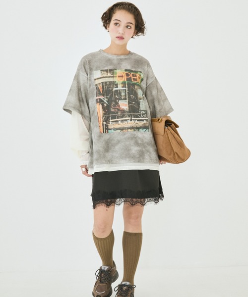 MIRROR STOKE(ミラーストーク)の「【ZOZO限定】MM OPEN LAYERED T-SHIRT/ミラーメモリーオープンレイヤードティーシャツ(Tシャツ/カットソー・レディース・グレー/モカ・MEDIUM)」の15枚目の写真