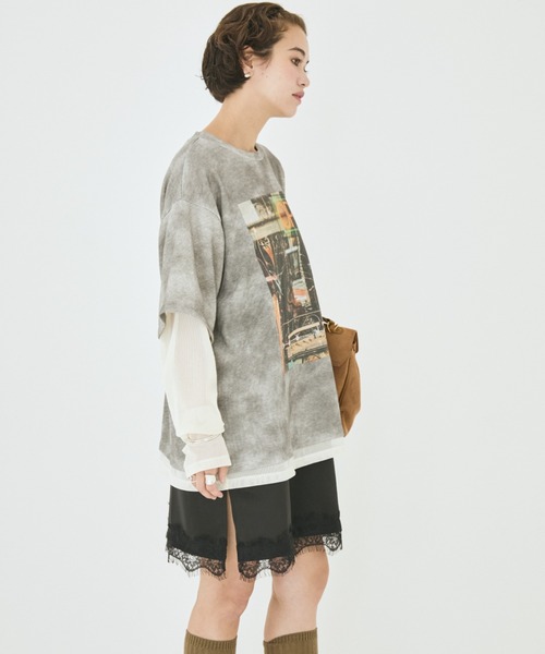 MIRROR STOKE(ミラーストーク)の「【ZOZO限定】MM OPEN LAYERED T-SHIRT/ミラーメモリーオープンレイヤードティーシャツ(Tシャツ/カットソー・レディース・グレー/モカ・MEDIUM)」の14枚目の写真