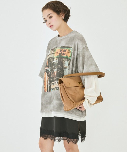 MIRROR STOKE(ミラーストーク)の「【ZOZO限定】MM OPEN LAYERED T-SHIRT/ミラーメモリーオープンレイヤードティーシャツ(Tシャツ/カットソー・レディース・グレー/モカ・MEDIUM)」の8枚目の写真