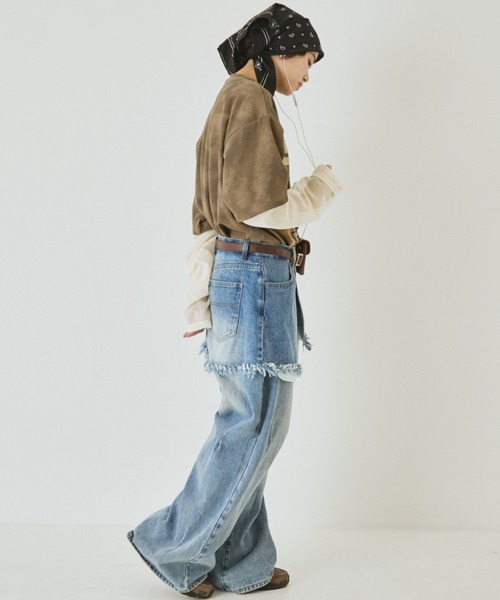 MIRROR STOKE(ミラーストーク)の「【ZOZO限定】MM OPEN LAYERED T-SHIRT/ミラーメモリーオープンレイヤードティーシャツ(Tシャツ/カットソー・レディース・グレー/モカ・MEDIUM)」の3枚目の写真