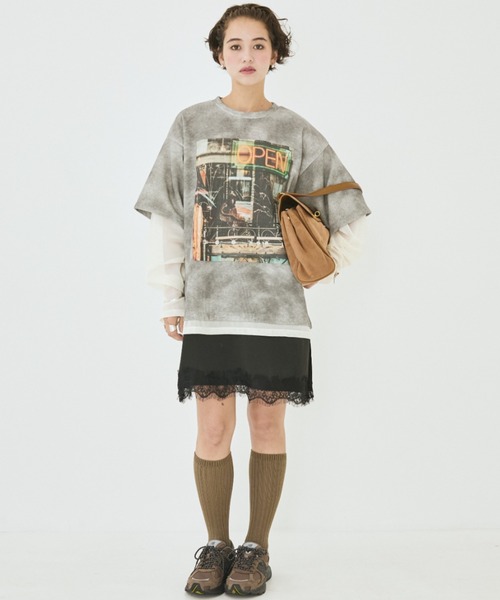 MIRROR STOKE(ミラーストーク)の「【ZOZO限定】MM OPEN LAYERED T-SHIRT/ミラーメモリーオープンレイヤードティーシャツ(Tシャツ/カットソー・レディース・グレー/モカ・MEDIUM)」の16枚目の写真