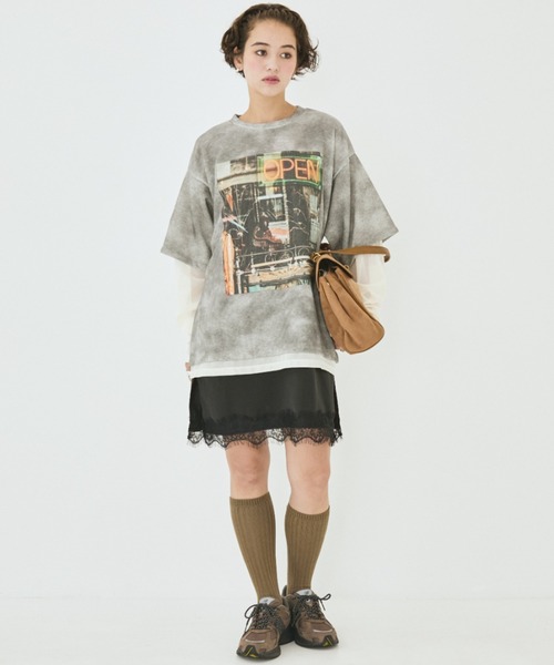 MIRROR STOKE(ミラーストーク)の「【ZOZO限定】MM OPEN LAYERED T-SHIRT/ミラーメモリーオープンレイヤードティーシャツ(Tシャツ/カットソー・レディース・グレー/モカ・MEDIUM)」の17枚目の写真