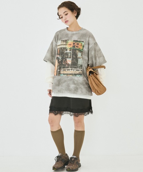 MIRROR STOKE(ミラーストーク)の「【ZOZO限定】MM OPEN LAYERED T-SHIRT/ミラーメモリーオープンレイヤードティーシャツ(Tシャツ/カットソー・レディース・グレー/モカ・MEDIUM)」の18枚目の写真