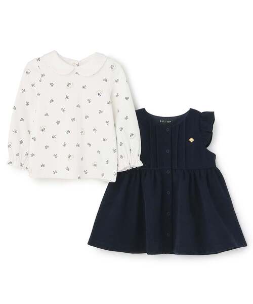 kate spade new york kids(ケイトスペードニューヨーク)の「ジャンパースカート&ボウカットソーセット(ワンピース・キッズ・ネイビー・80cm)」の3枚目の写真
