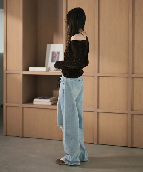 LAULEN(ローレン)の「damaged wide denim pants /ダメージワイドデニムパンツ(デニムパンツ・レディース・ブルー・M/S)」の8枚目の写真