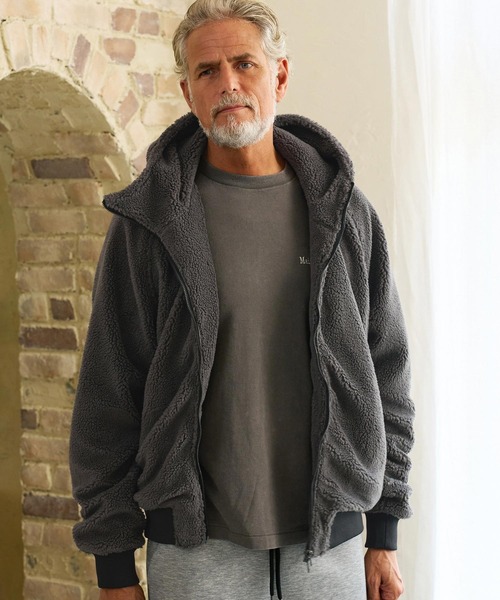 Maison code 13(メゾンコードサーティーン)の「mpa4199- Boa Asymmetric Zip Hoodie ジップパーカー(M26W-05)(パーカー・メンズ・ブラック/チャコール・S/M/L)」の4枚目の写真
