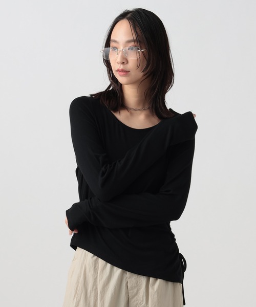 BAYFLOW（ベイフロー）の「[華奢見え]バックシアーロングスリーブT（Tシャツ/カットソー・レディース・イエロー/オフホワイト/ブラック・FREE）」の2枚目の写真
