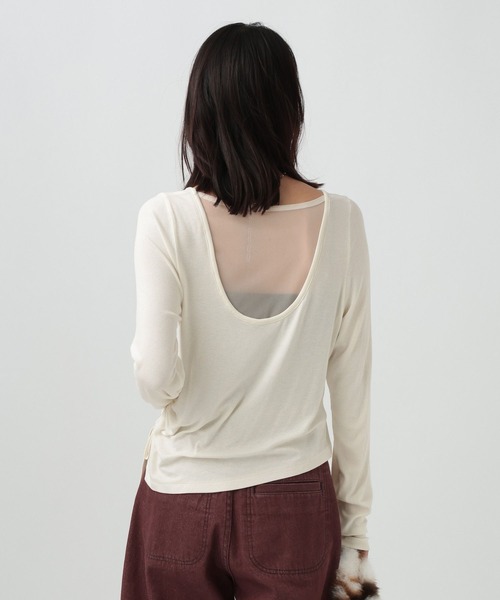 BAYFLOW（ベイフロー）の「[華奢見え]バックシアーロングスリーブT（Tシャツ/カットソー・レディース・イエロー/オフホワイト/ブラック・FREE）」の8枚目の写真
