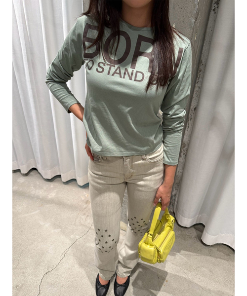 Oriens JOURNAL STANDARD(オリエンス ジャーナルスタンダード)の「BORN ロゴロングスリーブ(Tシャツ/カットソー・レディース・グリーン/グレー・FREE)」の1枚目の写真